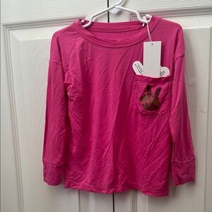 Pink Long Sleeve Pajama Top Bamboo